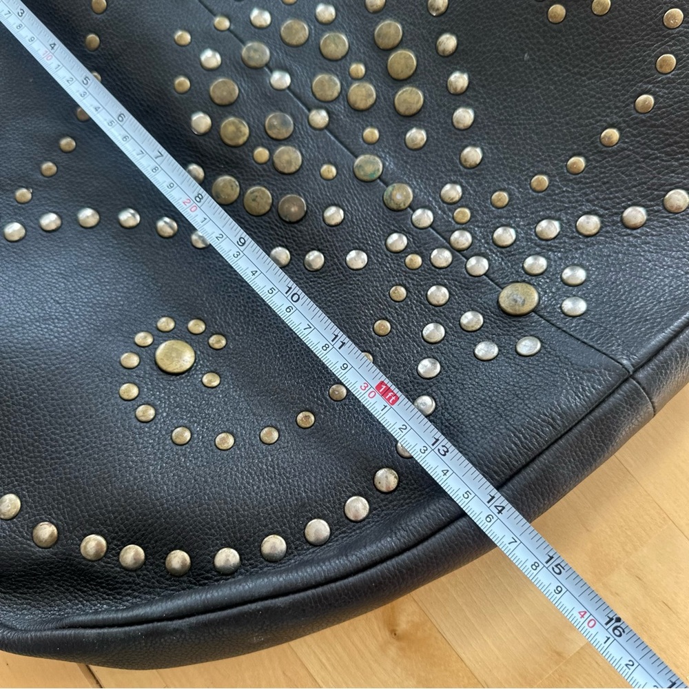 Wilson’s Leather Bohemian Chic Boho Metal Studded Sling Black Embellished Bag - Picture 8 of 10